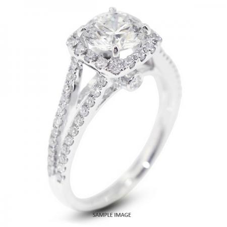 18k White Gold Halo Engagement Ring 3.43 carat total H-VS2 Round Brilliant Diamond