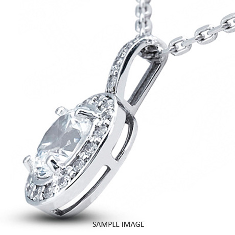 14k White Gold Gallery Design with Halo Pendant 1.24 carat total E-SI1 Oval Shape Diamond