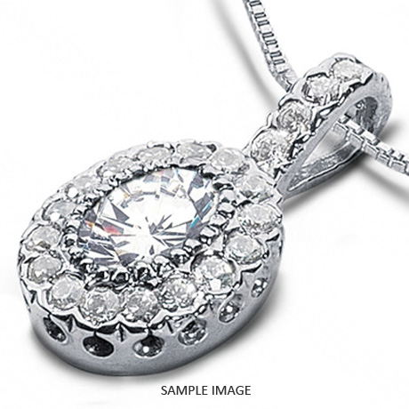 18k White Gold Solid Design with Halo Pendant 1.13 carat total E-SI1 Oval Shape Diamond