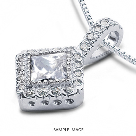 Platinum Solid Design with Halo Pendant 1.61 carat total F-VS1 Princess Cut Diamond