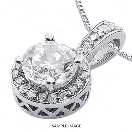 Platinum Gallery Design with Halo Pendant 0.80 carat total F-VS1 Round Brilliant Diamond