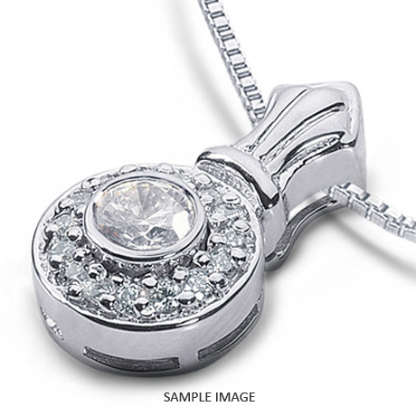 14k White Gold Gallery Design with Halo Pendant 1.65 carat total D-VS2 Round Brilliant Diamond