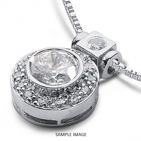 14k White Gold Gallery Design with Halo Pendant 1.22 carat total D-VS2 Round Brilliant Diamond