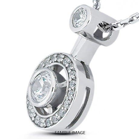 14k White Gold Gallery Design with Halo Pendant 1.01 carat total D-VS2 Round Brilliant Diamond