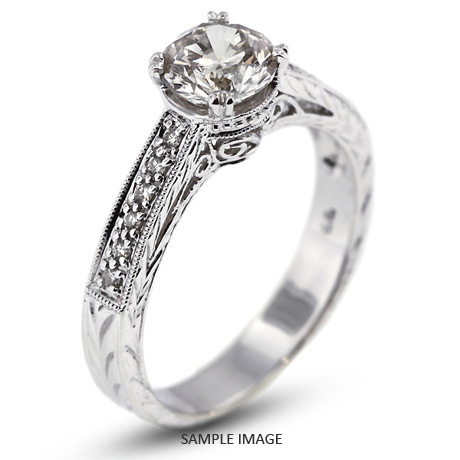 14k White Gold Vintage Engagement Ring 1.38 carat total D-SI2 Round Brilliant Diamond