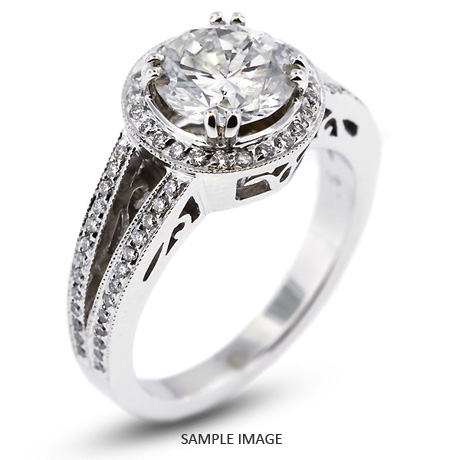 14k White Gold Vintage Halo Engagement Ring 2.55 carat total D-SI2 Round Brilliant Diamond