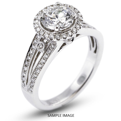 18k White Gold Halo Engagement Ring 1.80 carat total D-VS2 Round Brilliant Diamond