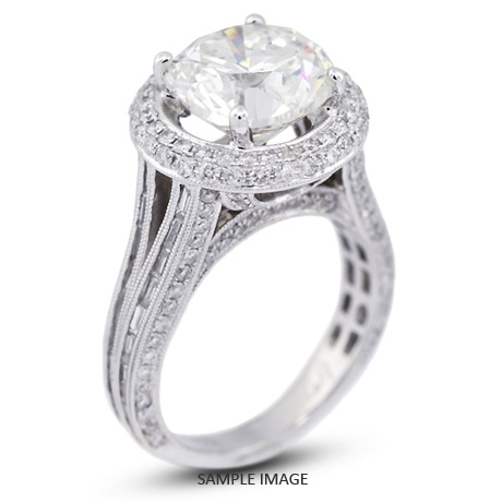 18k White Gold Halo Engagement Ring 9.20 carat total I-SI1 Round Brilliant Diamond
