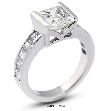 14k White Gold Engagement Ring 4.16 carat total G-SI3 Princess Cut Diamond