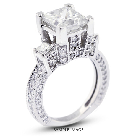 14k White Gold Engagement Ring 4.80 carat total G-VS1 Princess Cut Diamond