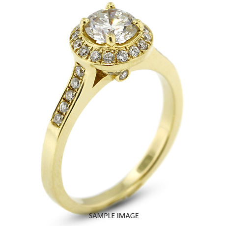 14k Yellow Gold Halo Engagement Ring 1.69 carat total H-SI1 Round Brilliant Diamond