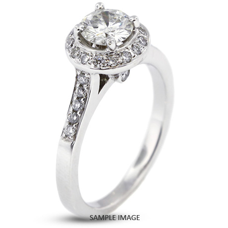 14k White Gold Halo Engagement Ring 1.38 carat total D-VS1 Round Brilliant Diamond