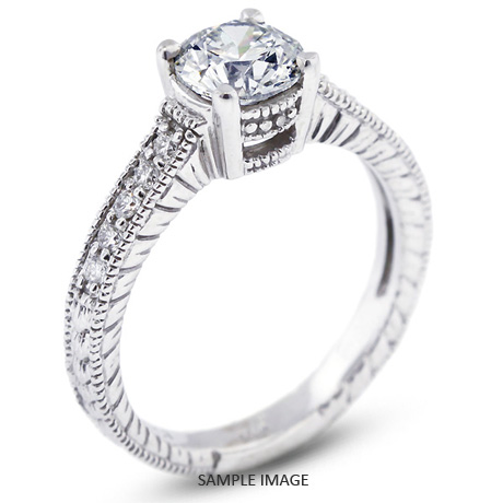 14k White Gold Vintage Engagement Ring 3.49 carat total D-SI1 Round Brilliant Diamond