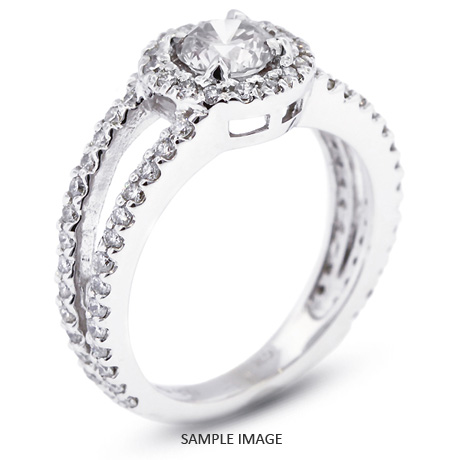 14k White Gold Halo Engagement Ring 1.85 carat total D-VS2 Round Brilliant Diamond