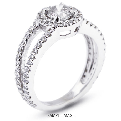 14k White Gold Halo Engagement Ring 1.85 carat total G-SI2 Round Brilliant Diamond