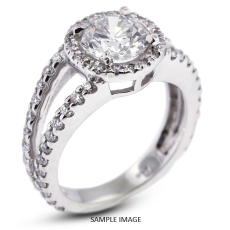 14k White Gold Halo Engagement Ring 1.99 carat total G-VS1 Round Brilliant Diamond