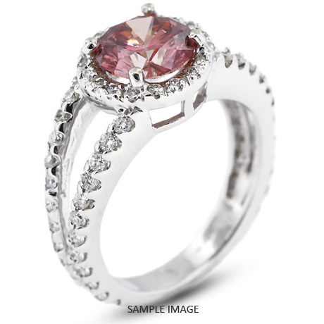 14k White Gold Halo Engagement Ring 3.17 carat total Pink-SI1 Round Brilliant Diamond