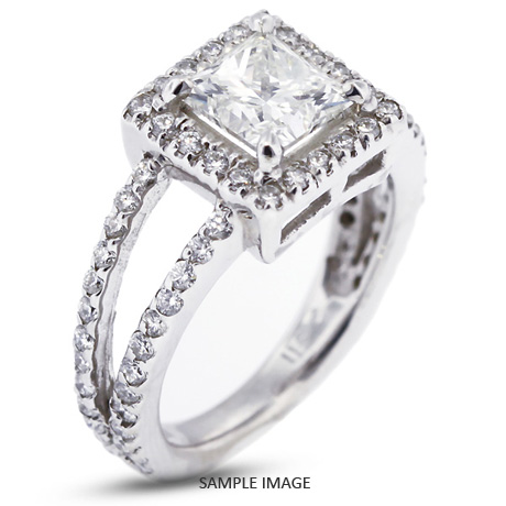 14k White Gold Halo Engagement Ring 3.02 carat total D-VS2 Princess Cut Diamond
