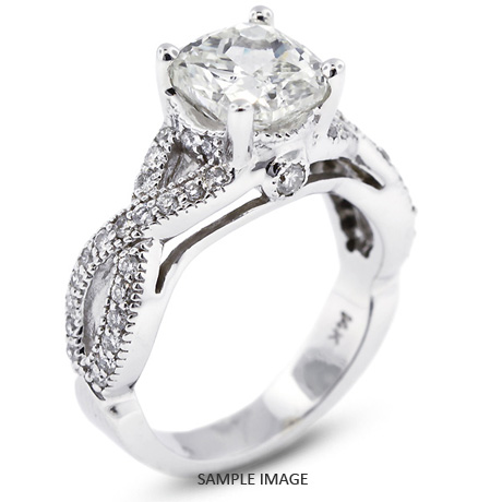 14k White Gold Engagement Ring 3.84 carat total F-VS1 Square Cushion Cut Diamond