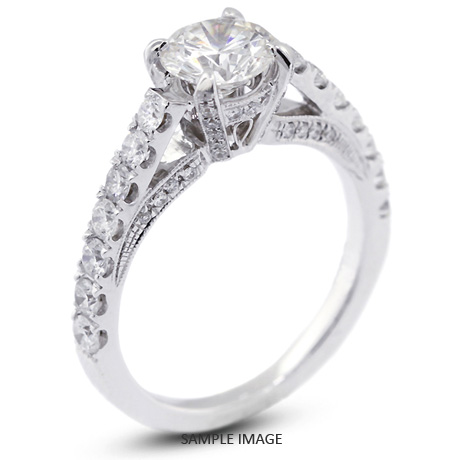 18k White Gold Vintage Engagement Ring 2.90 carat total G-VS1 Round Brilliant Diamond