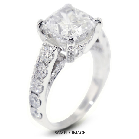 18k White Gold Engagement Ring 6.09 carat total F-SI1 Square Cushion Cut Diamond