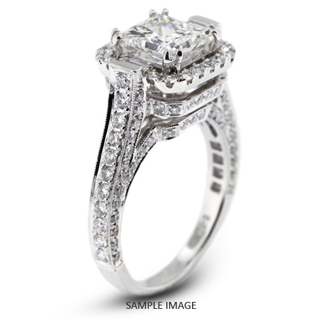 18k White Gold Halo Engagement Ring 4.27 carat total G-VS1 Princess Cut Diamond