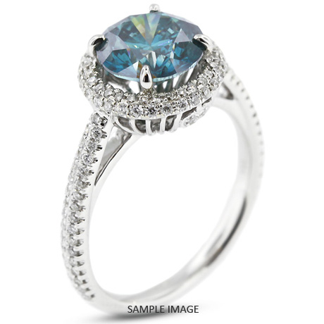 18k White Gold Halo Engagement Ring 2.05 carat total Blue-SI3 Round Brilliant Diamond