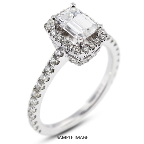 18k White Gold Vintage Halo Engagement Ring 2.22 carat total D-VS1 Emerald Cut Diamond