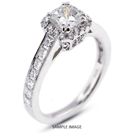 18k White Gold Vintage Halo Engagement Ring 1.89 carat total D-VS2 Princess Cut Diamond