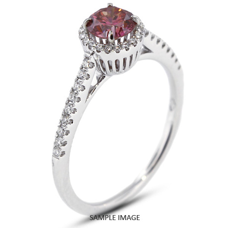 18k White Gold Halo Engagement Ring 2.86 carat total Pink-SI2 Round Brilliant Diamond