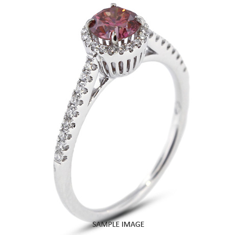 18k White Gold Halo Engagement Ring 2.32 carat total Pink-SI1 Round Brilliant Diamond