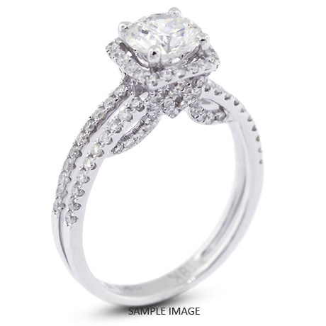 18k White Gold Halo Engagement Ring 2.48 carat total E-SI1 Round Brilliant Diamond