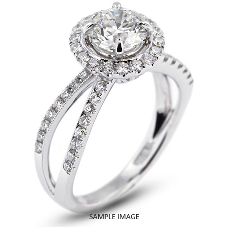 18k White Gold Halo Engagement Ring 2.01 carat total D-SI1 Round Brilliant Diamond