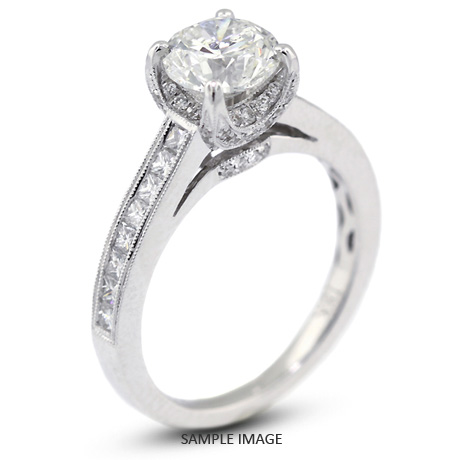 18k White Gold Vintage Engagement Ring 3.70 carat total D-SI2 Round Brilliant Diamond
