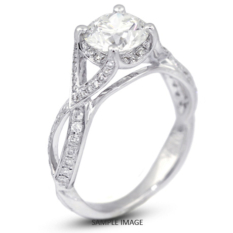 18k White Gold Vintage Engagement Ring 1.80 carat total D-SI2 Round Brilliant Diamond