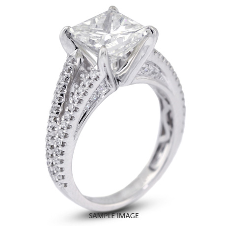 18k White Gold Engagement Ring 4.29 carat total G-SI1 Princess Cut Diamond
