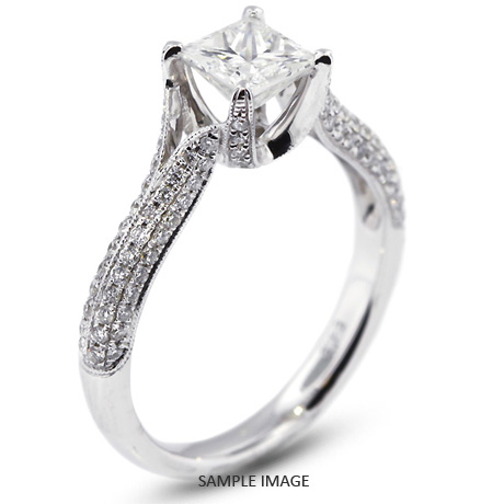 18k White Gold Engagement Ring 1.63 carat total F-VS2 Square Radiant Cut Diamond