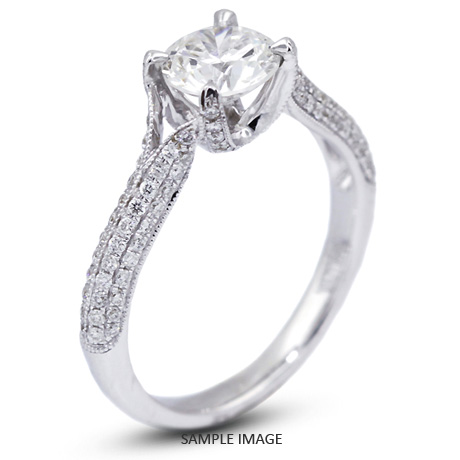 18k White Gold Engagement Ring 1.81 carat total E-SI1 Round Brilliant Diamond