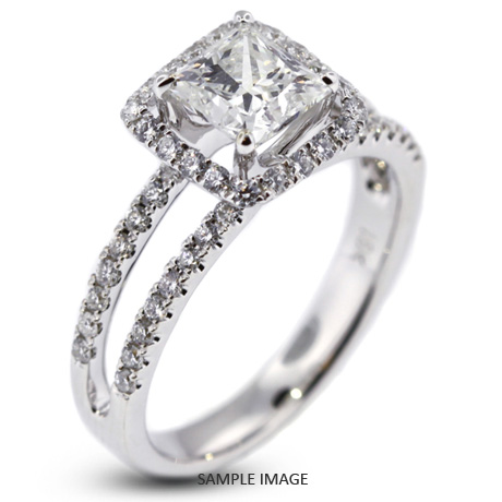 18k White Gold Halo Engagement Ring 2.32 carat total F-SI1 Princess Cut Diamond