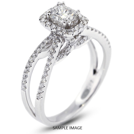 18k White Gold Halo Engagement Ring 1.73 carat total D-SI1 Rectangular Radiant Cut Diamond