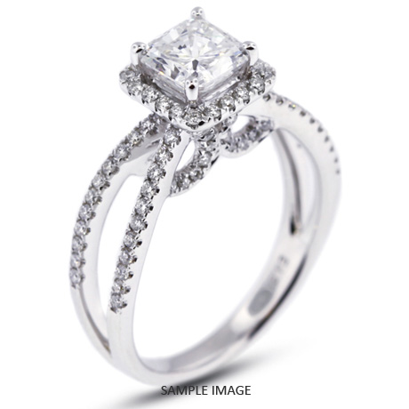 18k White Gold Halo Engagement Ring 2.36 carat total H-VS1 Princess Cut Diamond