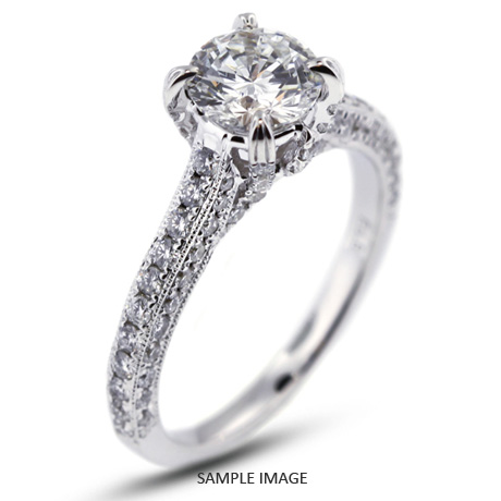 18k White Gold Engagement Ring 3.53 carat total E-SI1 Round Brilliant Diamond
