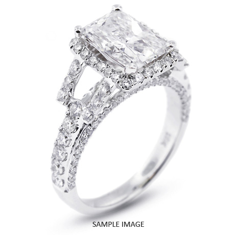 18k White Gold Halo Engagement Ring 3.47 carat total D-VS2 Rectangular ...
