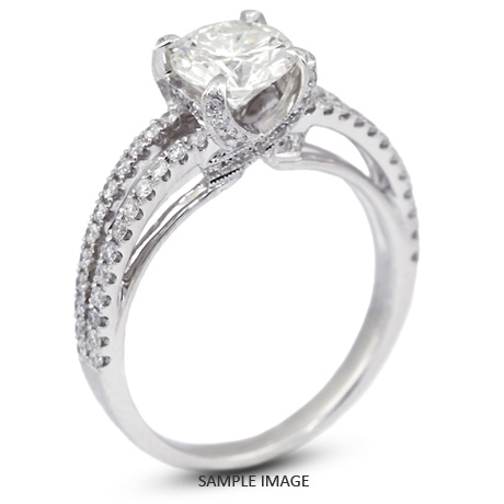 18k White Gold Engagement Ring 2.10 carat total E-VS2 Round Brilliant Diamond