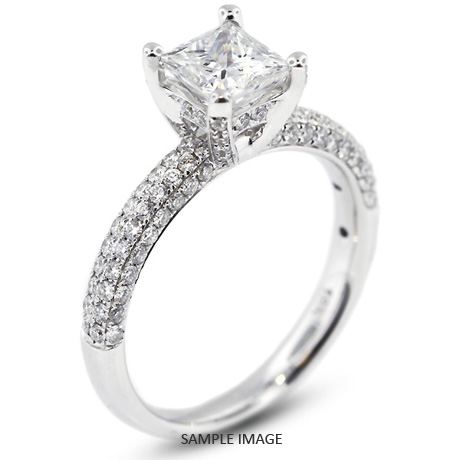 18k White Gold Engagement Ring 1.97 carat total F-VS2 Princess Cut Diamond