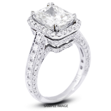 18k White Gold Vintage Halo Engagement Ring Setting with Diamonds (4.86ct. tw.)