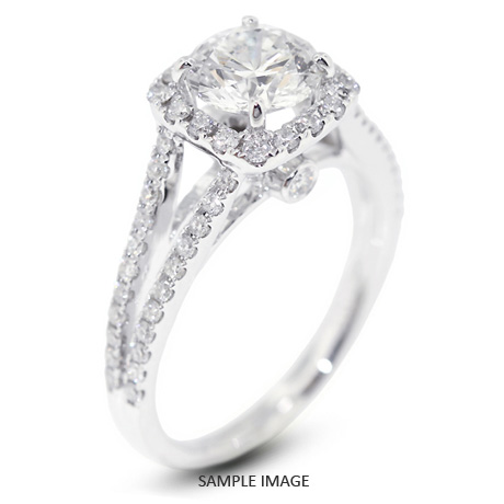 18k White Gold Halo Engagement Ring 2.04 carat total H-VS2 Round Brilliant Diamond
