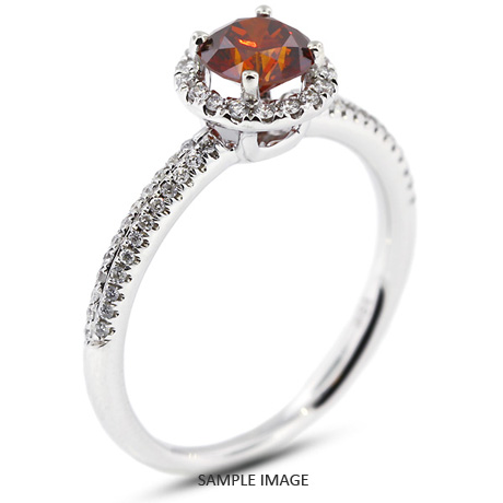 18k White Gold Halo Engagement Ring 1.08 carat total Red-VS2 Round Brilliant Diamond
