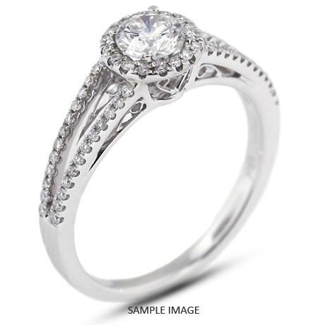 18k White Gold Halo Engagement Ring 1.27 carat total E-SI1 Round Brilliant Diamond