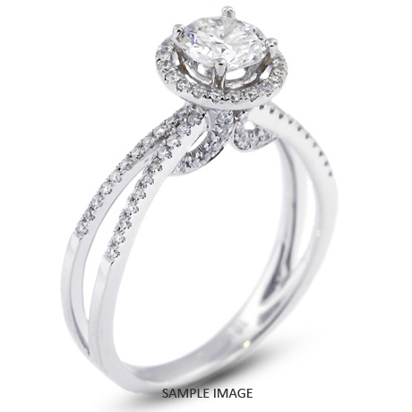 18k White Gold Halo Engagement Ring 1.37 carat total F-SI1 Round Brilliant Diamond